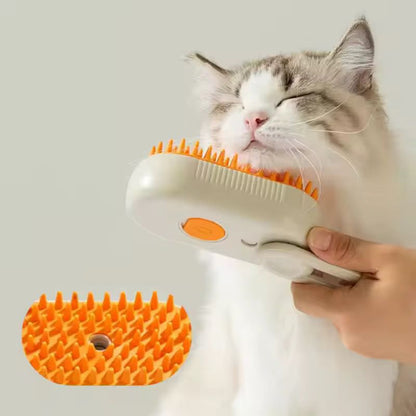 Cepillo a Vapor 3‑en‑1 para Mascotas – Elimina Pelo, Masajea y Desenreda